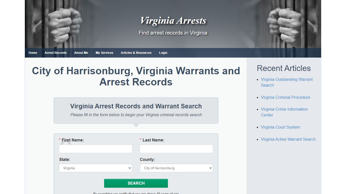 City of Harrisonburg, Virginia Warrants and Arrest Records