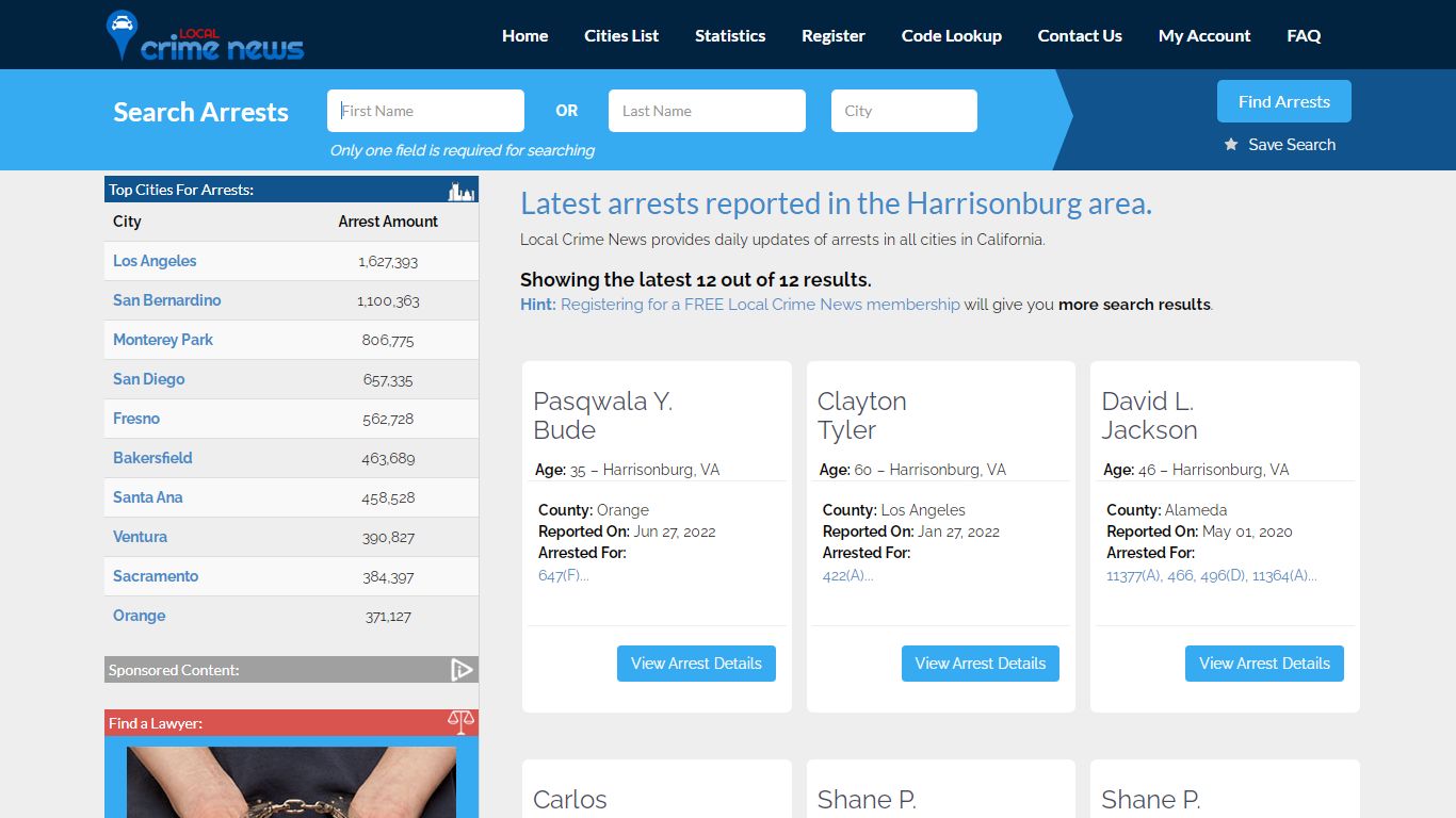 Harrisonburg California Arrest Records | Local Crime News