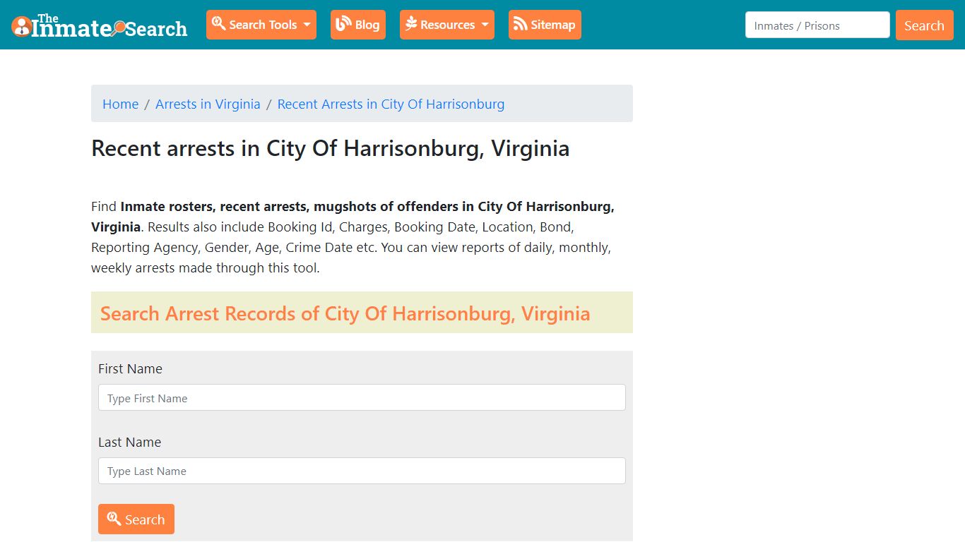 Recent arrests in City Of Harrisonburg, Virginia